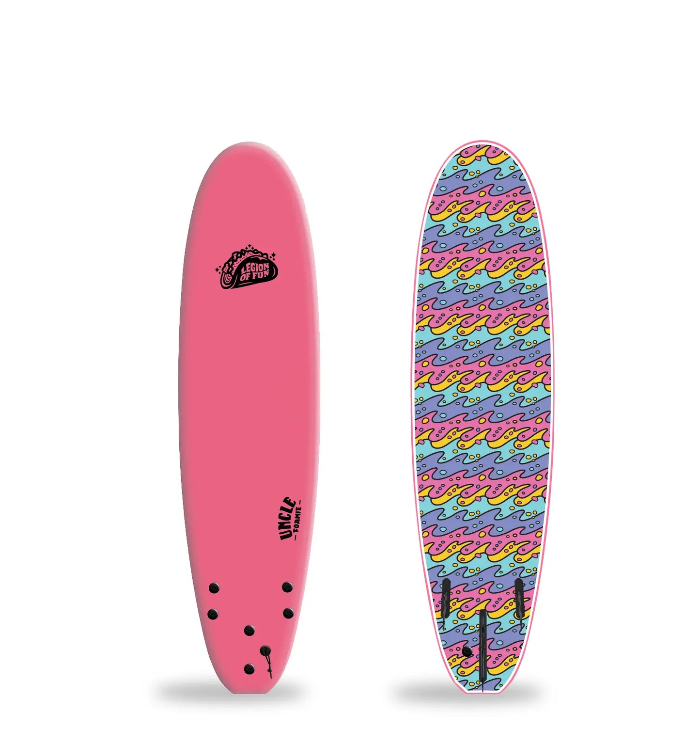 Legion of Fun - Uncle Foamie Foam 7' Surfboard in Bubble Gum and Drip