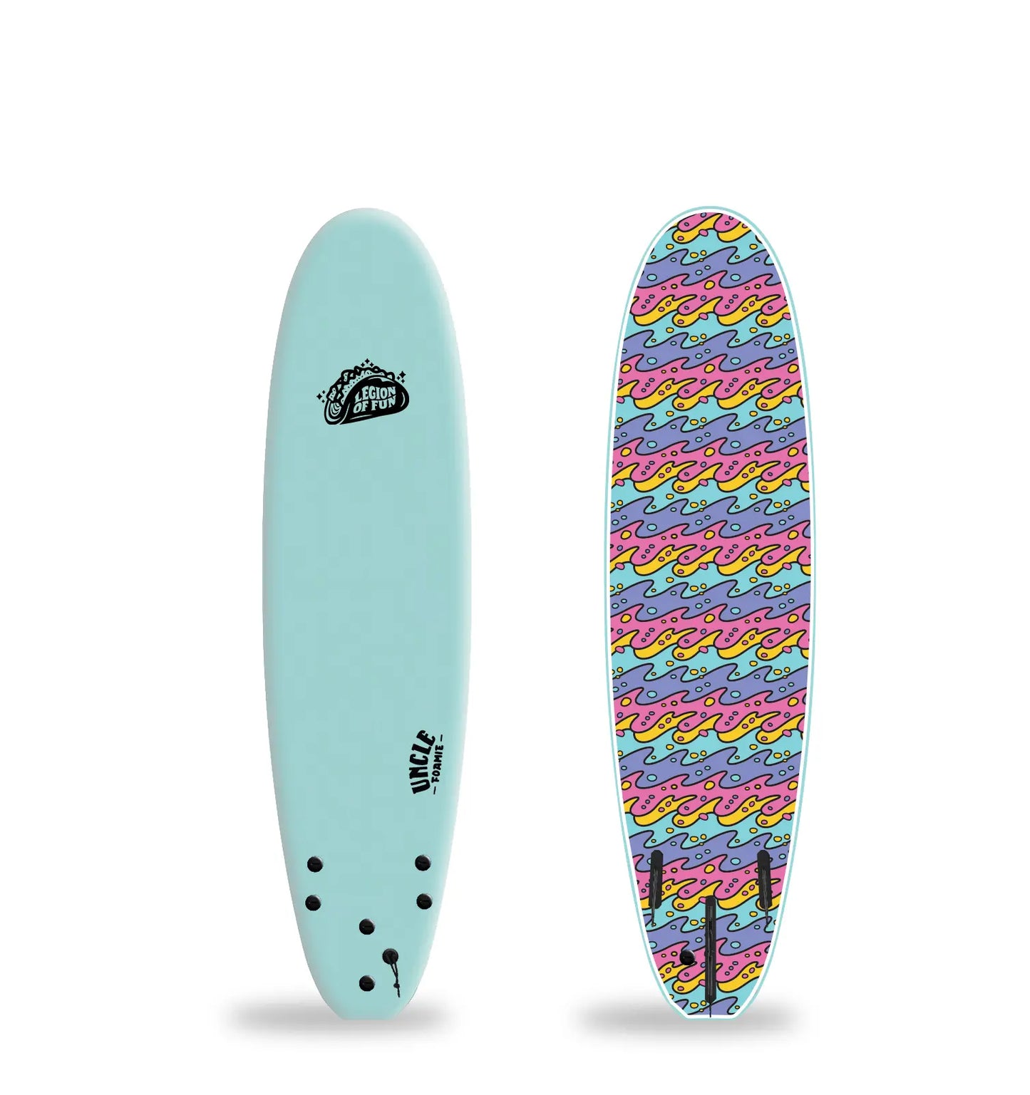 Legion of Fun - Uncle Foamie Foam 7' Surfboard in Ice Mint and Drip