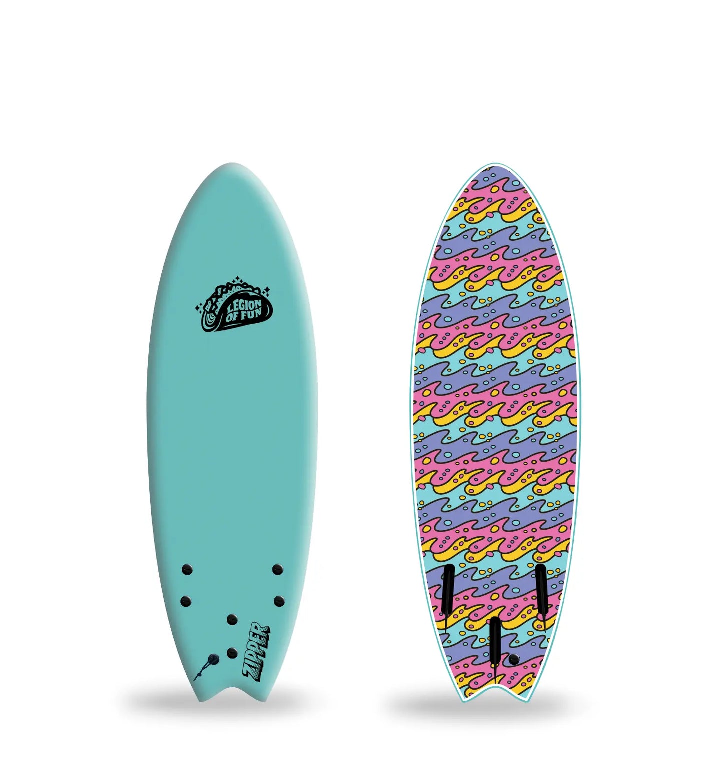 Legion of Fun - Zipper Foam 5'6" Surfboard in Ice Mint and Drip