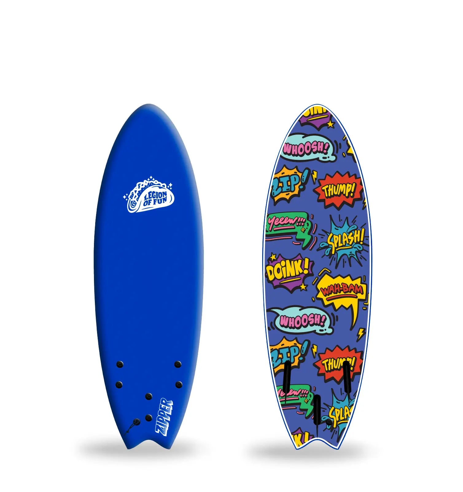 Legion of Fun - Zipper Foam 5'6" Surfboard in Navy Blue and Doink